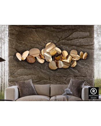 SERENITY-ESCULTURA PARED ACERO ORO ROSA